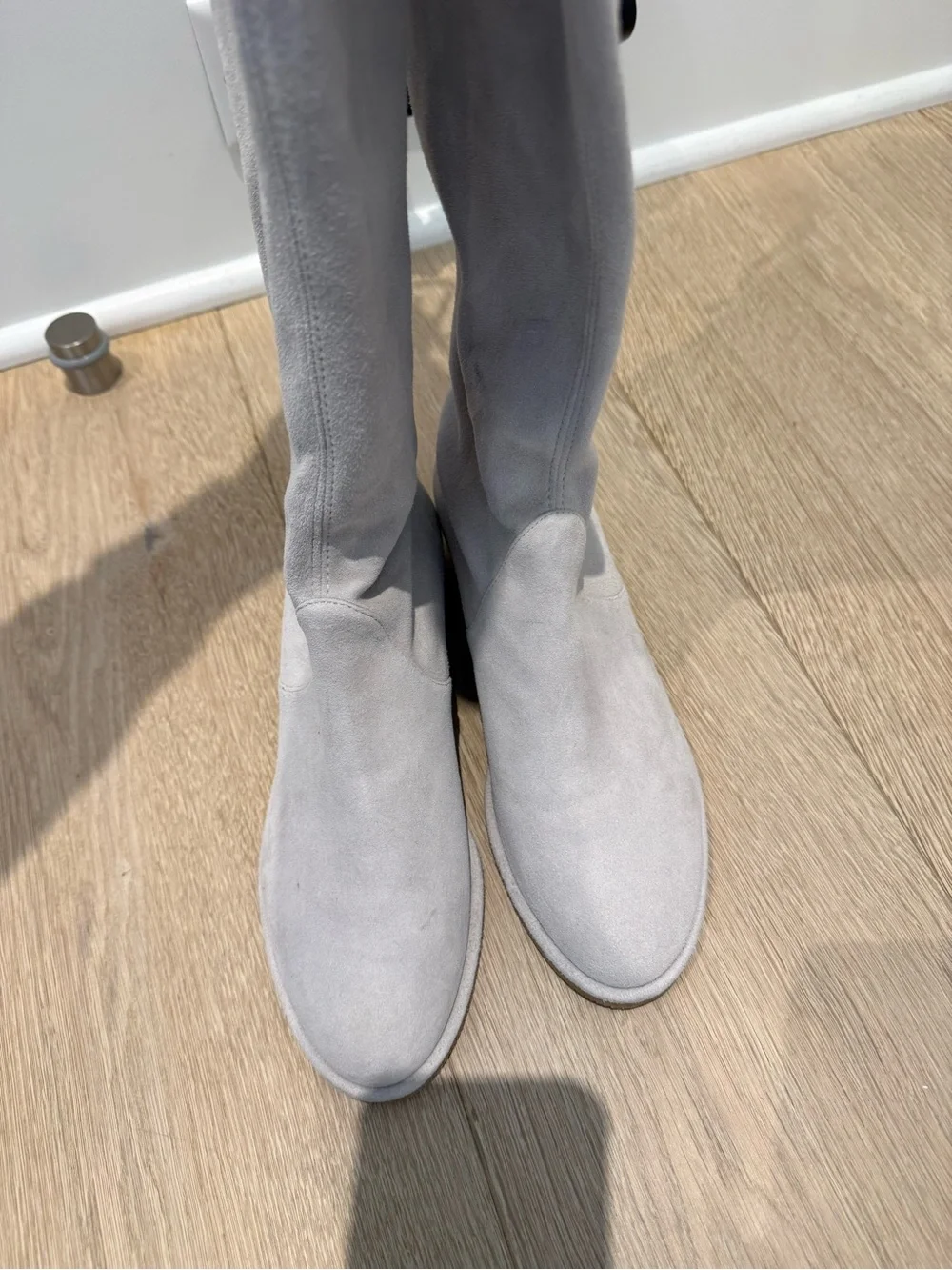 Stuart Weitzman Over-the-Knee Suede Boots in Pale Gray